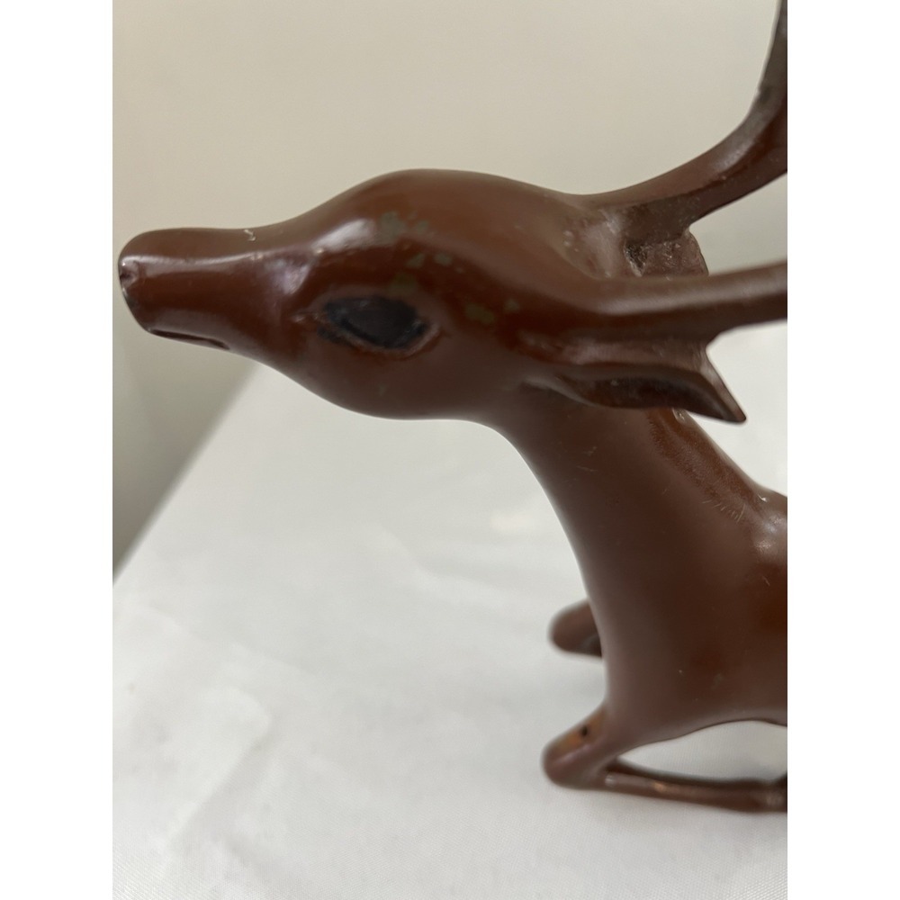Vintage Cast Metal Reindeer Figurine Mid Century Style Deer Sculpture Brown - Picture 10 of 16